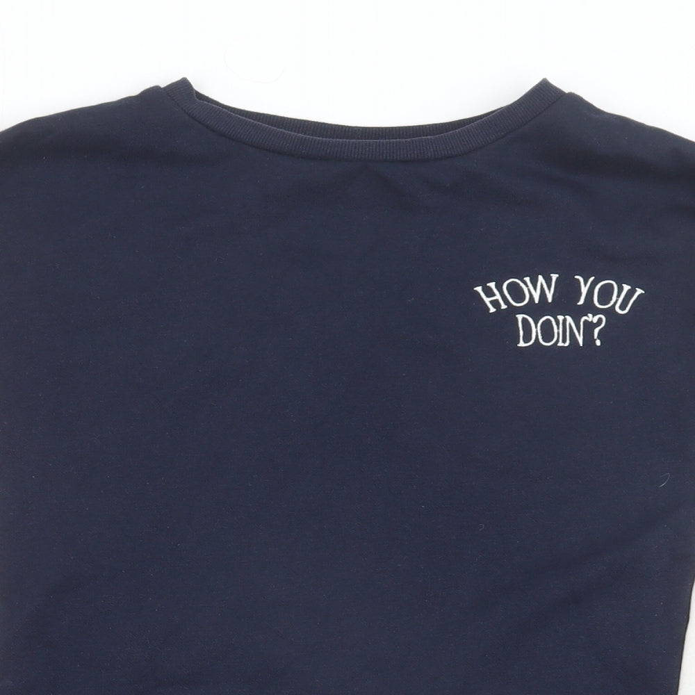 Primark Womens Blue Colourblock Polyester Pullover Sweatshirt Size S Pullover - Friends How You Doin?