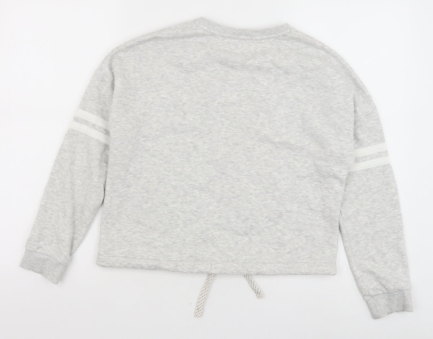 Marks and Spencer Girls Grey Cotton Pullover Sweatshirt Size 12-13 Years Drawstring