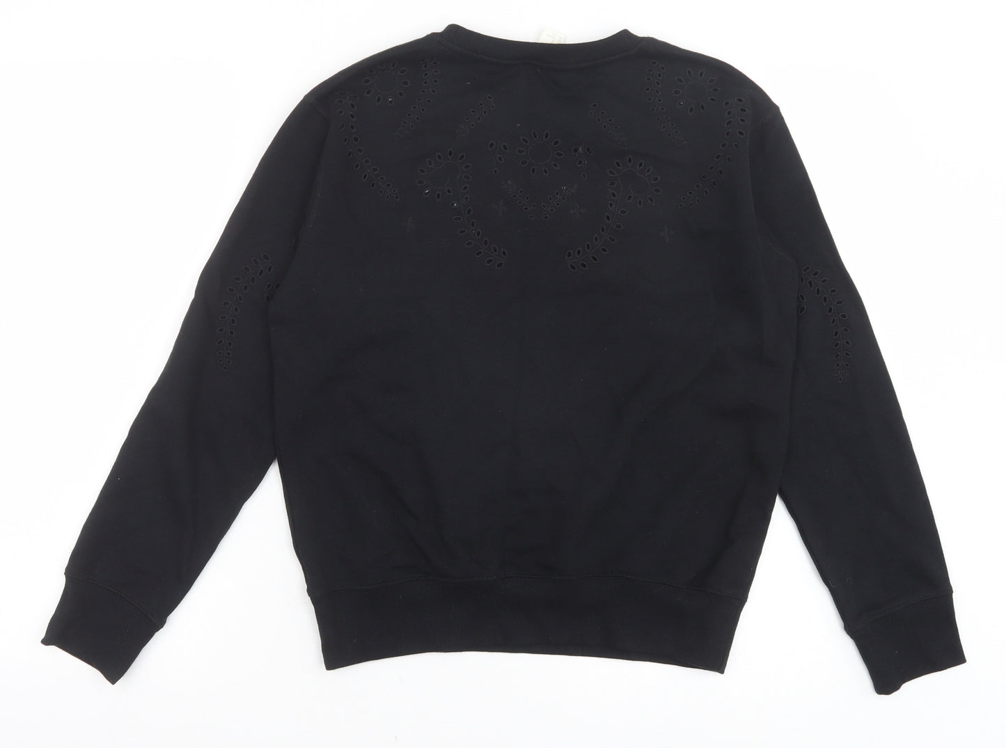 H&M Womens Black Geometric Cotton Pullover Sweatshirt Size XS Pullover