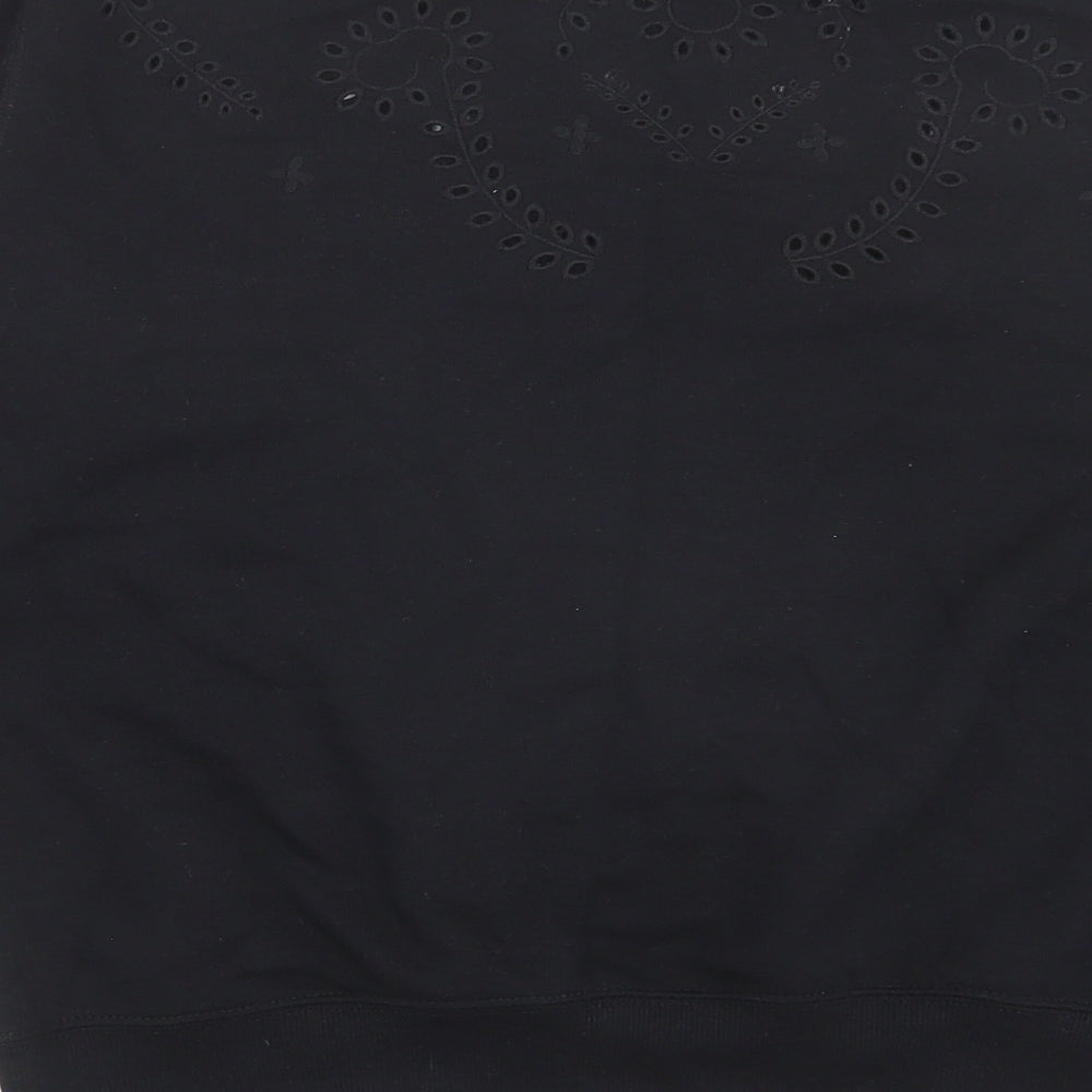 H&M Womens Black Geometric Cotton Pullover Sweatshirt Size XS Pullover