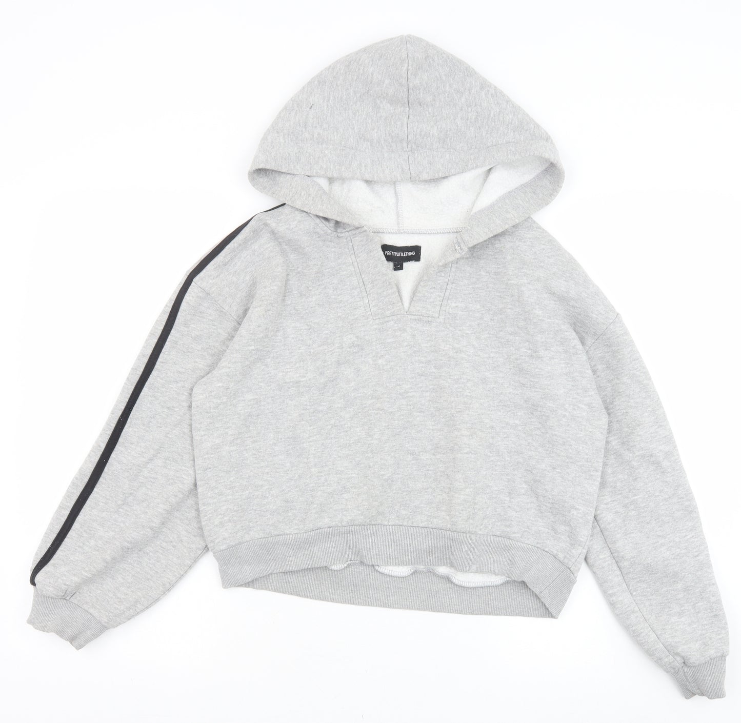 PRETTYLITTLETHING Womens Grey Cotton Pullover Hoodie Size M Pullover