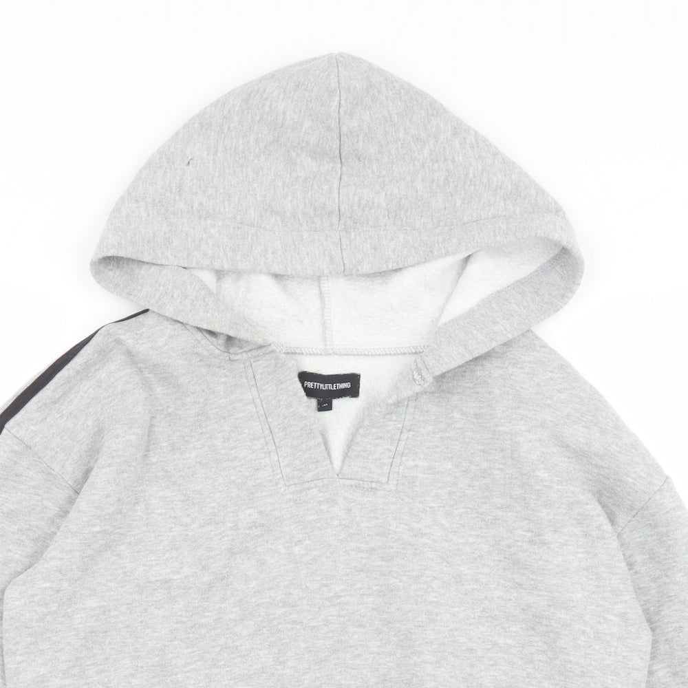 PRETTYLITTLETHING Womens Grey Cotton Pullover Hoodie Size M Pullover