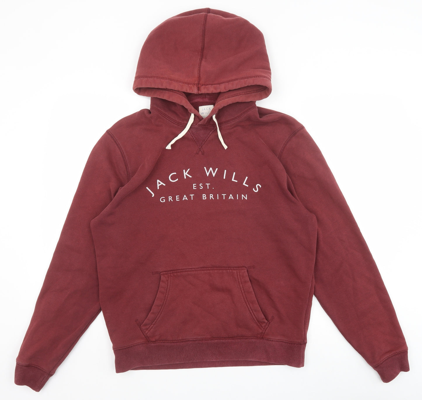 Jack Wills Mens Red Cotton Pullover Hoodie Size M