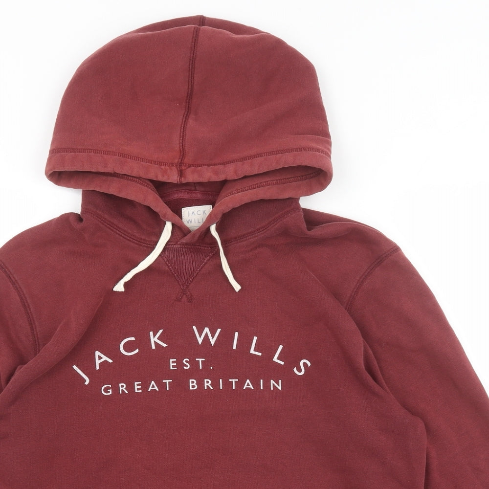 Jack Wills Mens Red Cotton Pullover Hoodie Size M