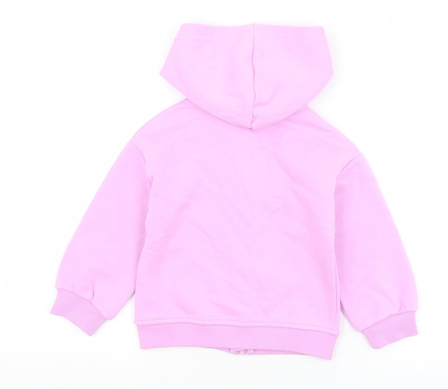 Marks and Spencer Girls Pink Cotton Full Zip Hoodie Size 2-3 Years Zip - Ice Cream