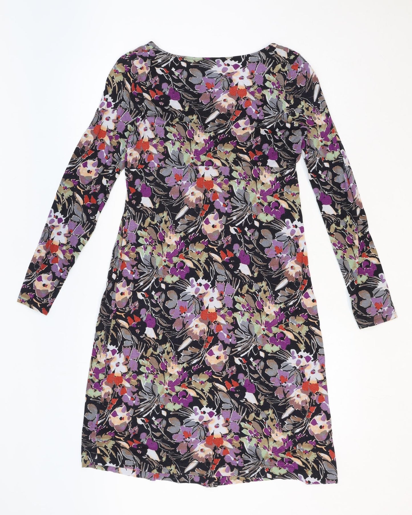 KEW Womens Multicoloured Geometric Modal A-Line Size S V-Neck Pullover