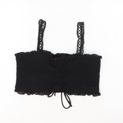 Resort Womens Black Polyester Cropped Tank Size S Square Neck