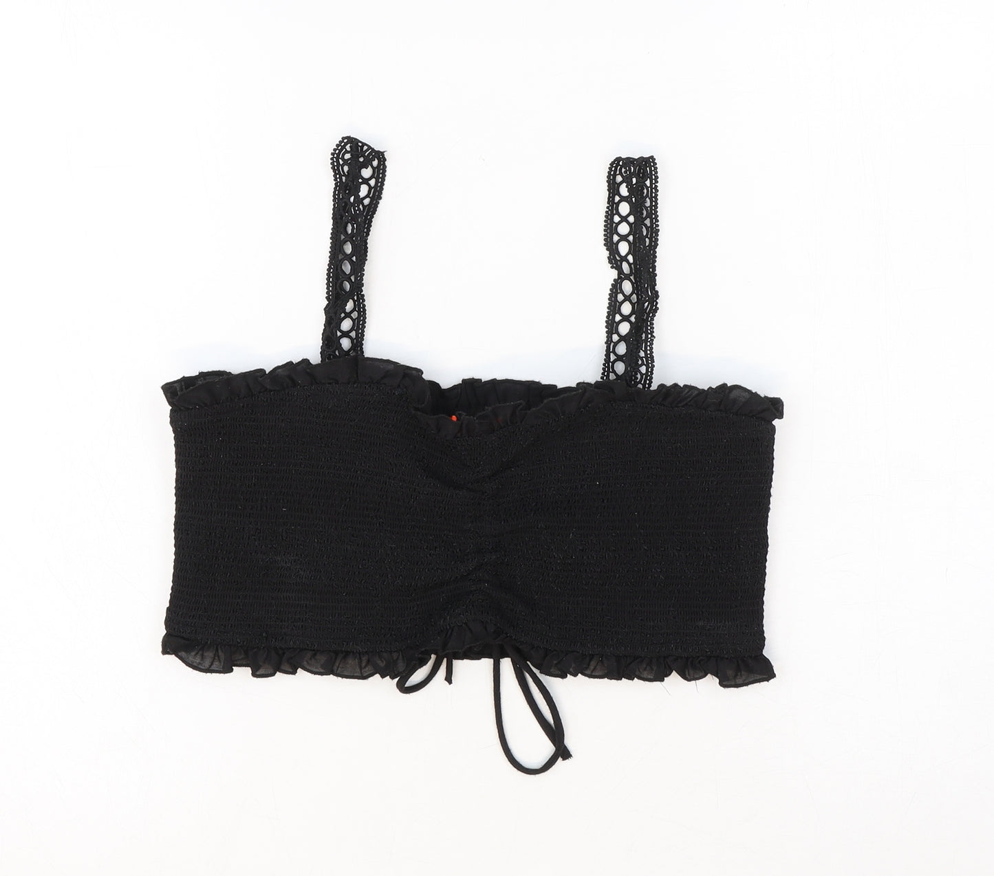 Resort Womens Black Polyester Cropped Tank Size S Square Neck