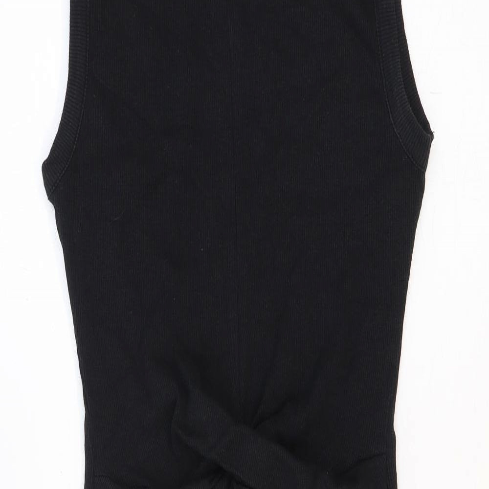 Atmosphere Womens Black Cotton Bodycon Size 10 Round Neck Pullover - Front Twist Detail