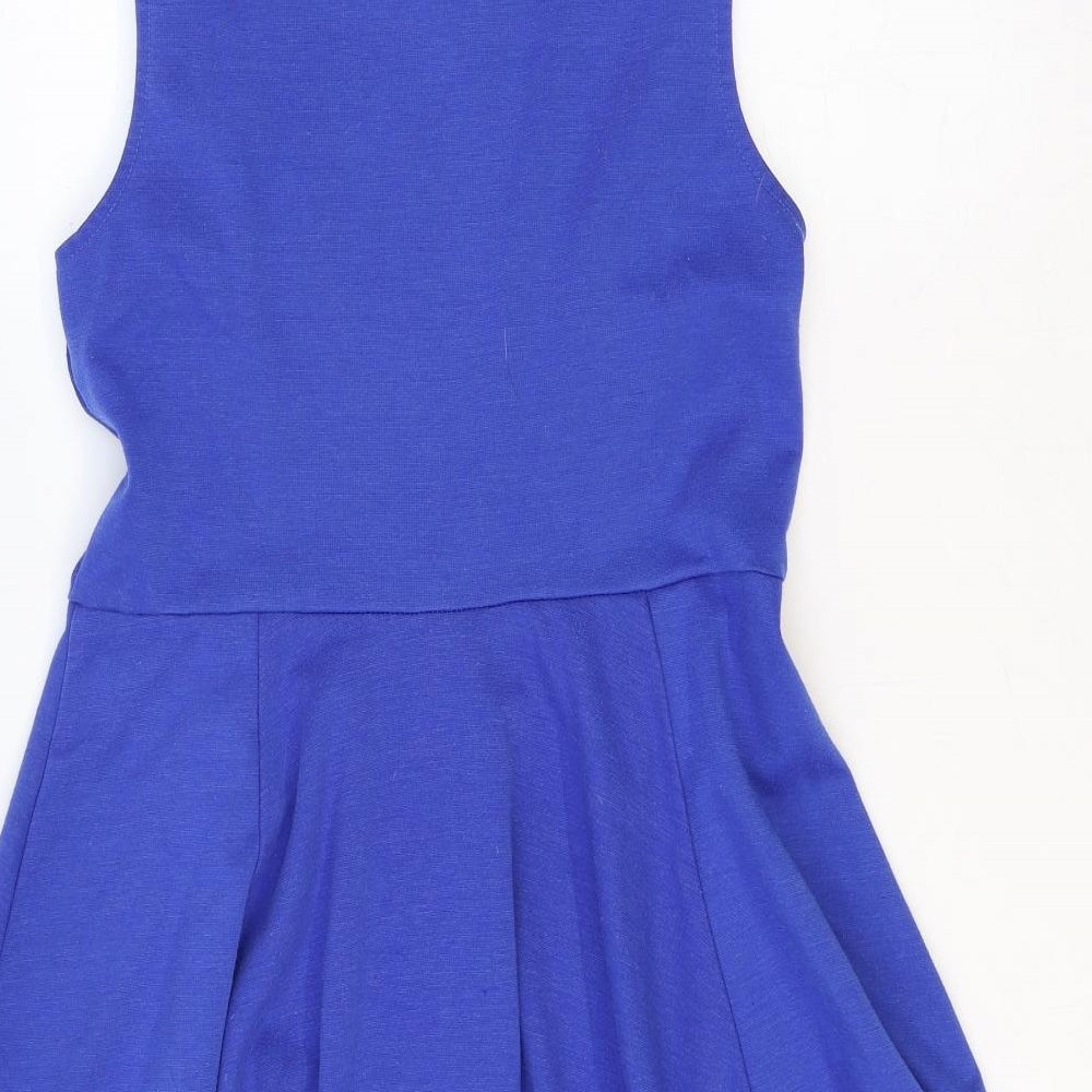 Tammy Girls Blue Polyester Skater Dress Size 14-15 Years Boat Neck Pullover