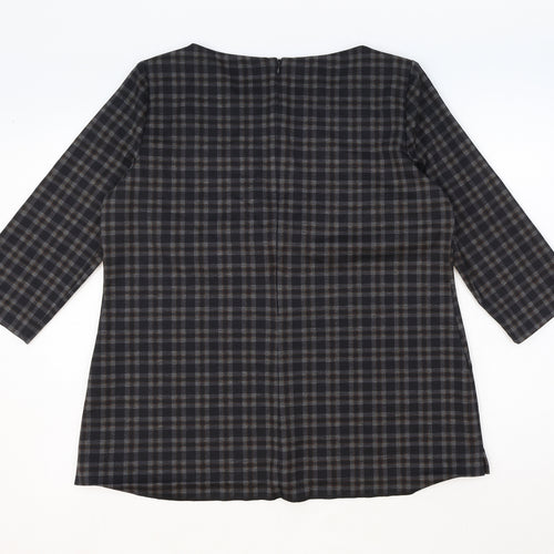 Marks and Spencer Womens Multicoloured Plaid Polyester Basic Blouse Size 16 Round Neck
