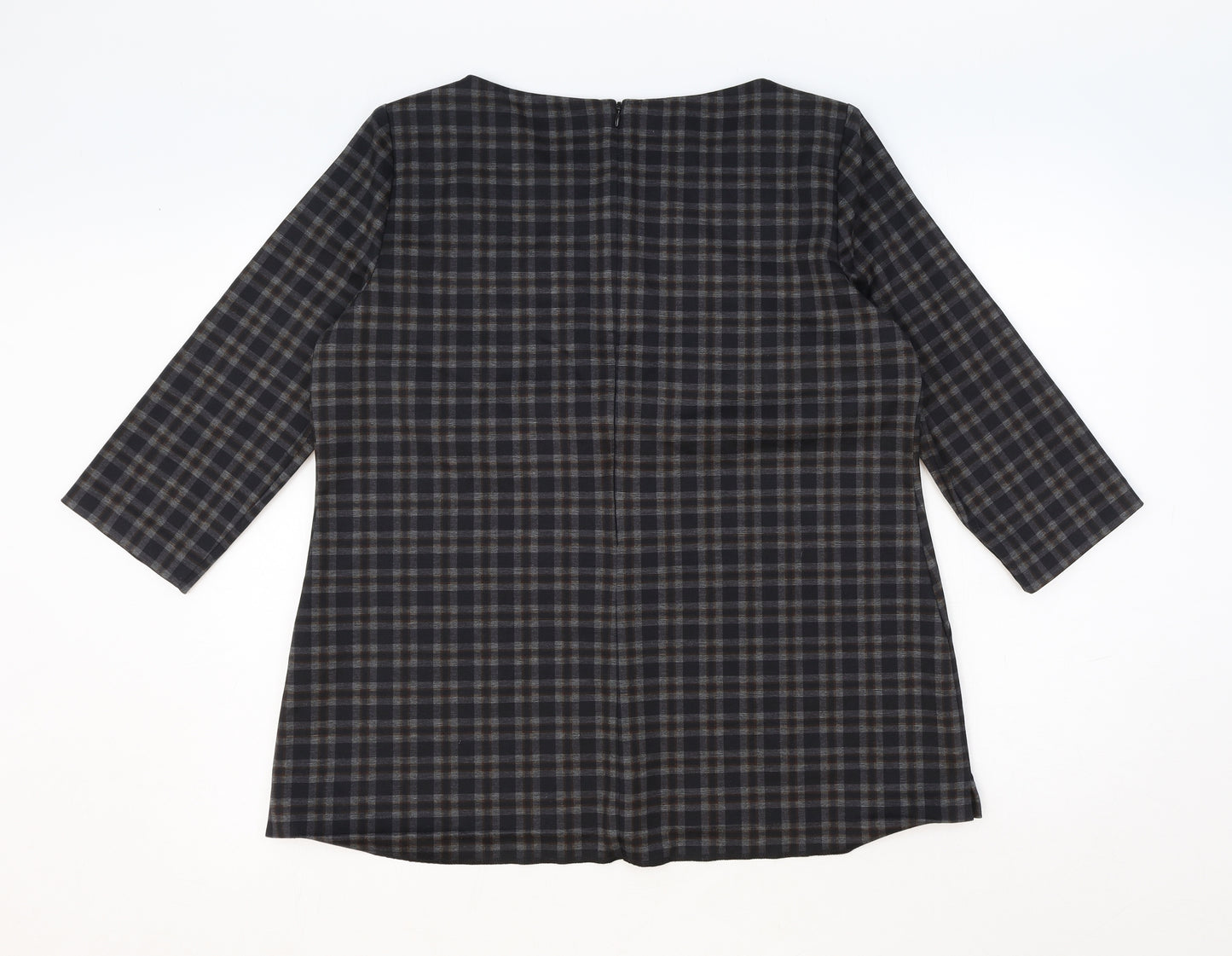 Marks and Spencer Womens Multicoloured Plaid Polyester Basic Blouse Size 16 Round Neck