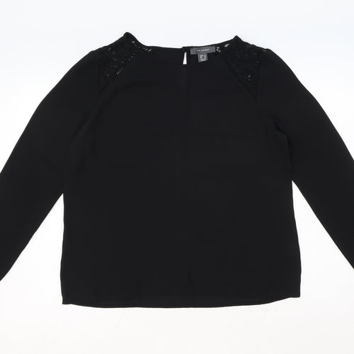 Primark Womens Black Polyester Basic Blouse Size 12 Round Neck