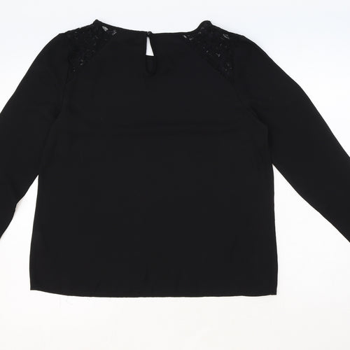 Primark Womens Black Polyester Basic Blouse Size 12 Round Neck
