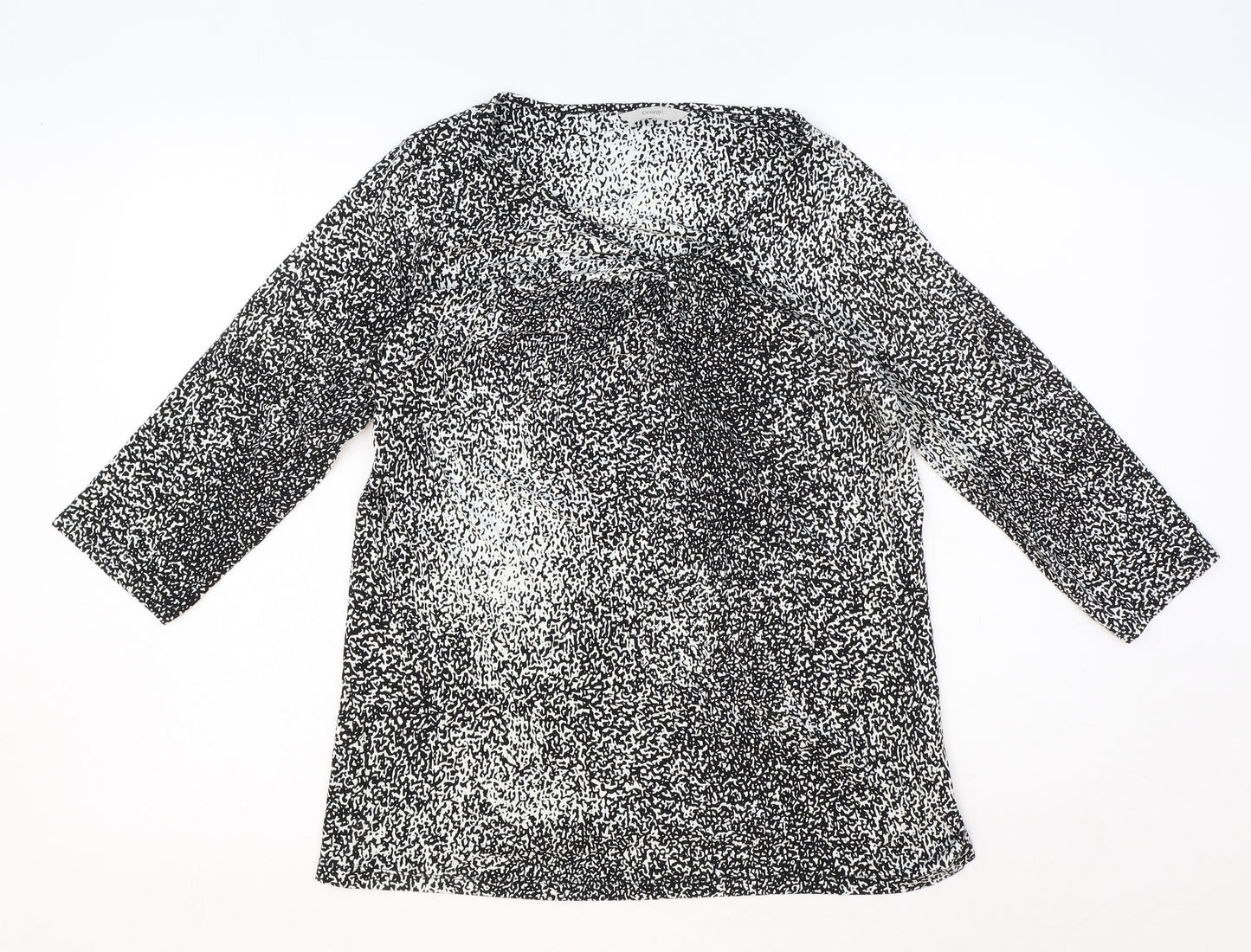 George Womens Black Geometric Viscose Basic T-Shirt Size 14 V-Neck