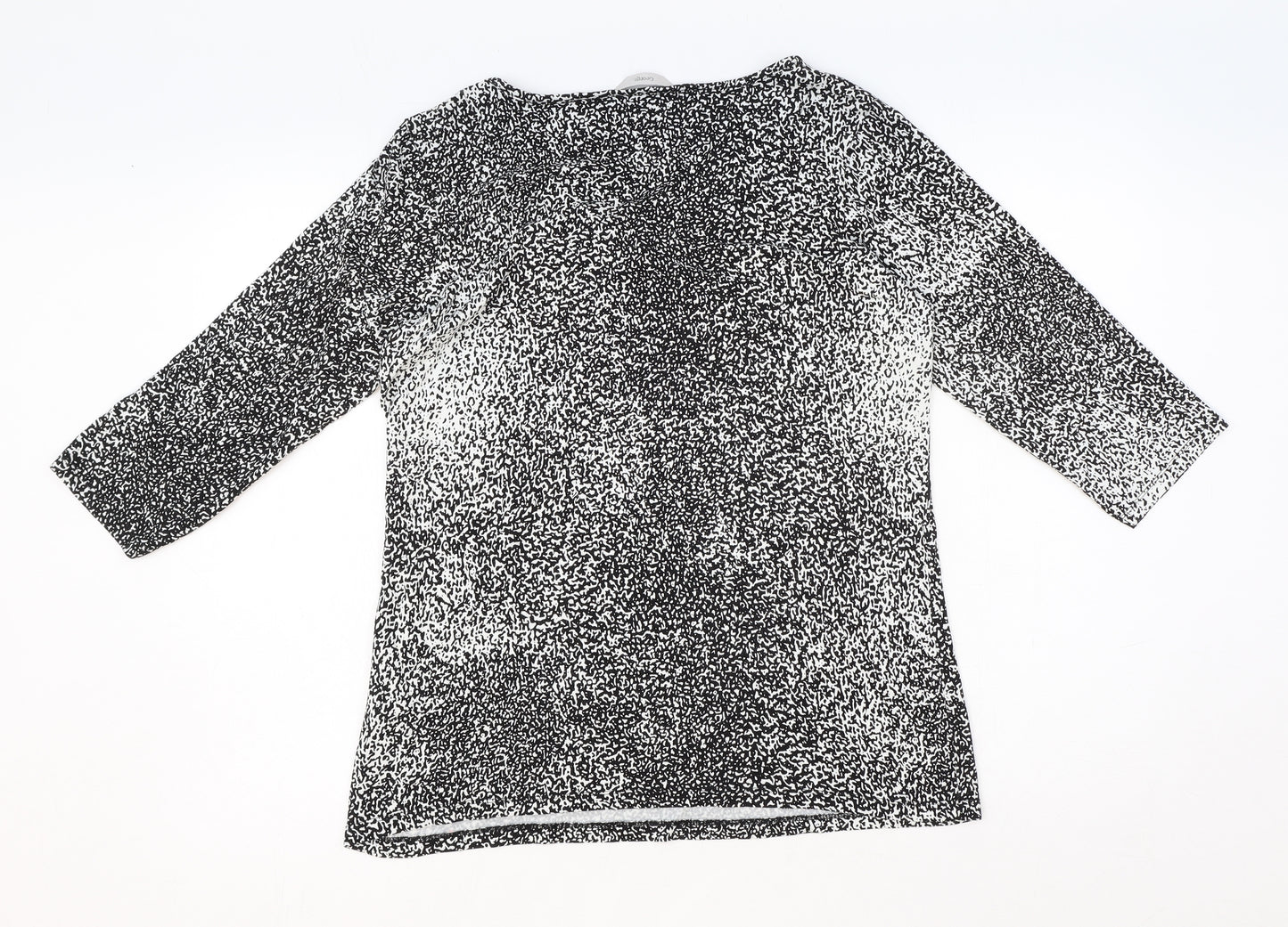 George Womens Black Geometric Viscose Basic T-Shirt Size 14 V-Neck