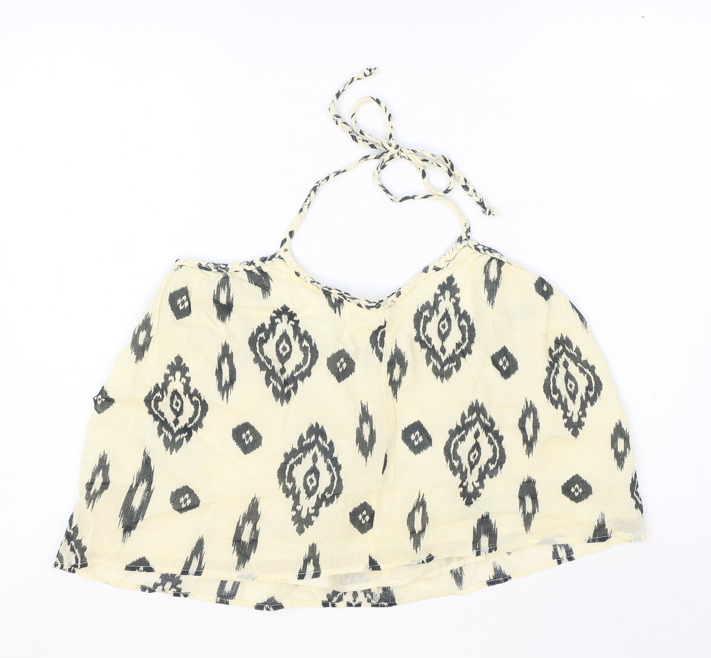 Zara Womens Ivory Geometric Cotton Basic Blouse Size S Halter