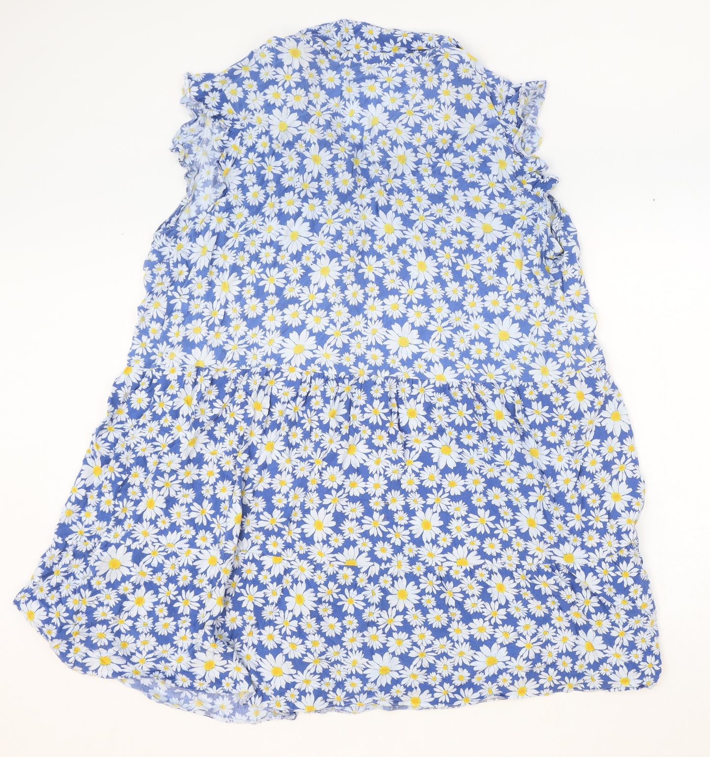 Papaya Womens Blue Floral Viscose Trapeze & Swing Size 22 Collared Button