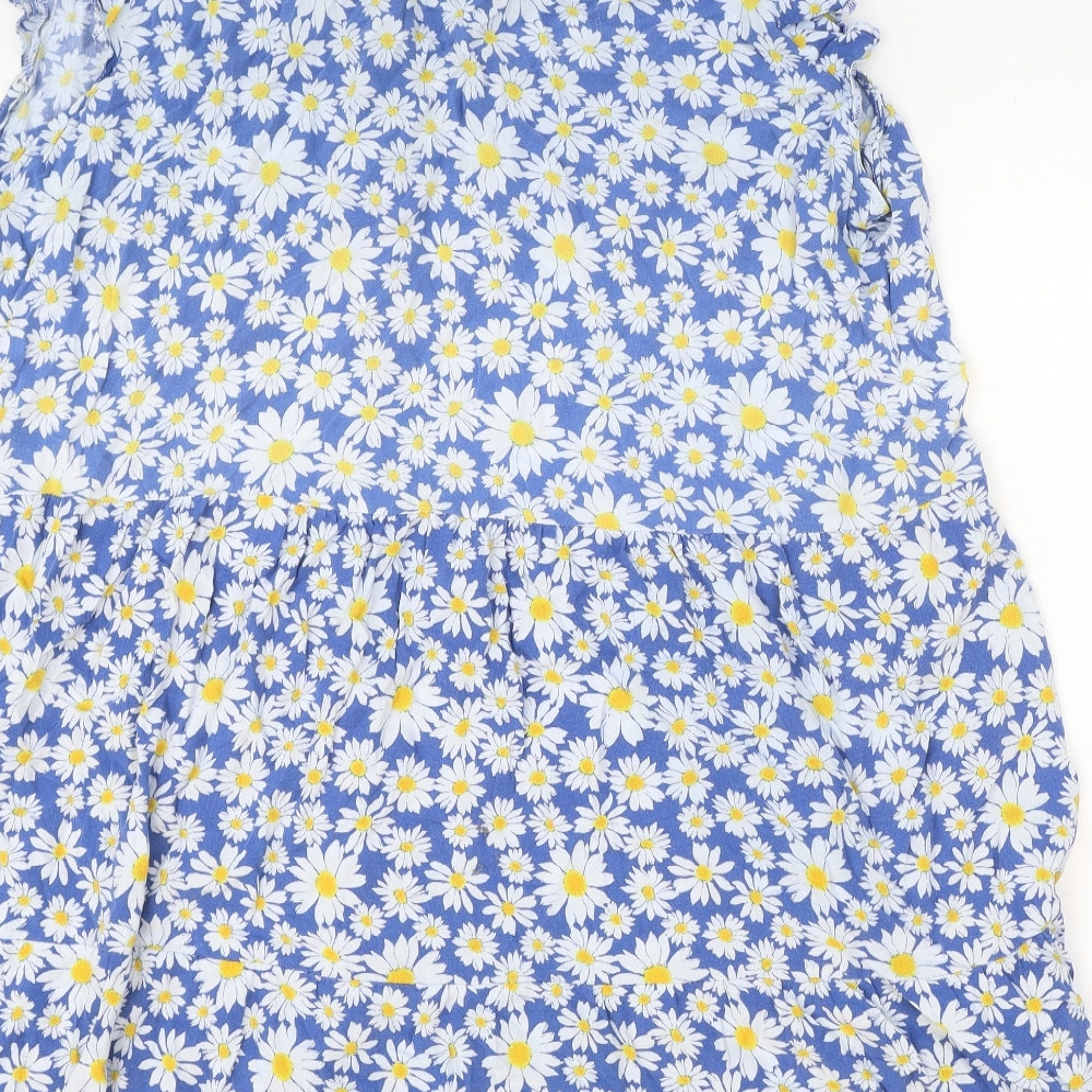 Papaya Womens Blue Floral Viscose Trapeze & Swing Size 22 Collared Button