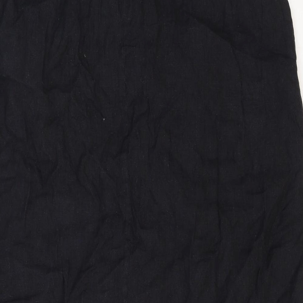 Jac & Jack Womens Black Linen Peasant Skirt Size 12 Zip