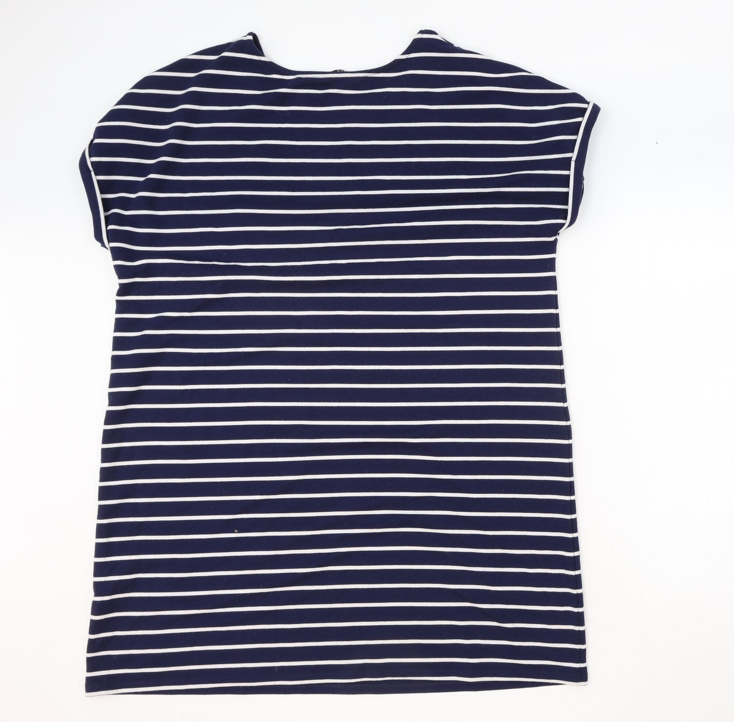 TU Womens Blue Striped Polyester T-Shirt Dress Size 20 Round Neck Pullover