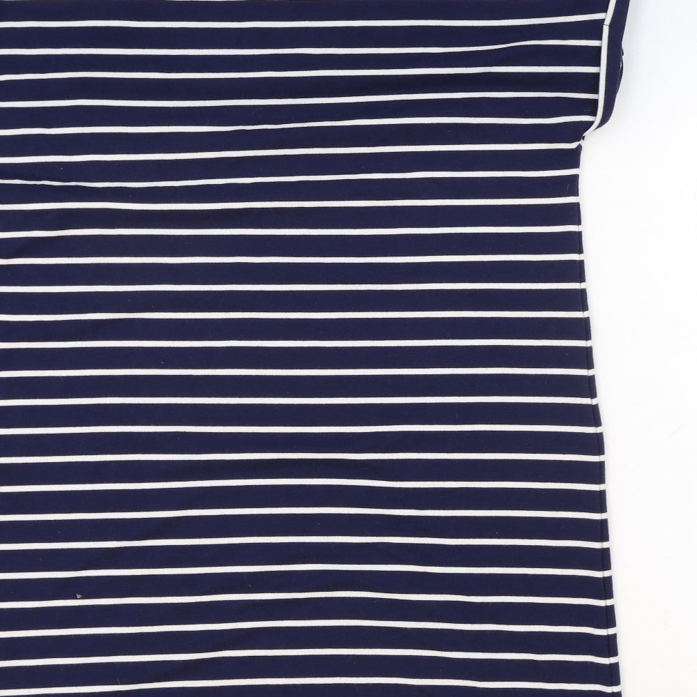 TU Womens Blue Striped Polyester T-Shirt Dress Size 20 Round Neck Pullover