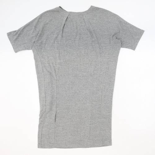 Louche Womens Grey Polyester T-Shirt Dress Size 8 Round Neck Pullover