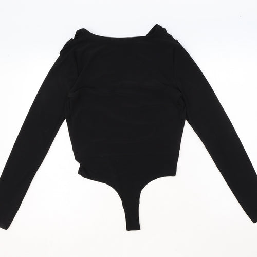 PRETTYLITTLETHING Womens Black Polyester Bodysuit One-Piece Size 10 Pullover