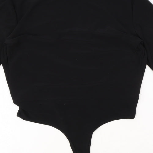 PRETTYLITTLETHING Womens Black Polyester Bodysuit One-Piece Size 10 Pullover
