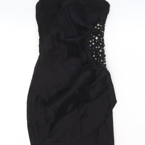 AX Paris Womens Black Polyester Bodycon Size 8 Sweetheart Zip