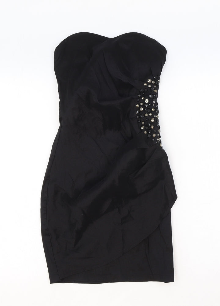 AX Paris Womens Black Polyester Bodycon Size 8 Sweetheart Zip