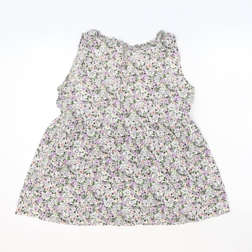 Topshop Womens White Floral Cotton Basic Tank Size 10 Scoop Neck - Peplum