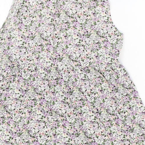 Topshop Womens White Floral Cotton Basic Tank Size 10 Scoop Neck - Peplum