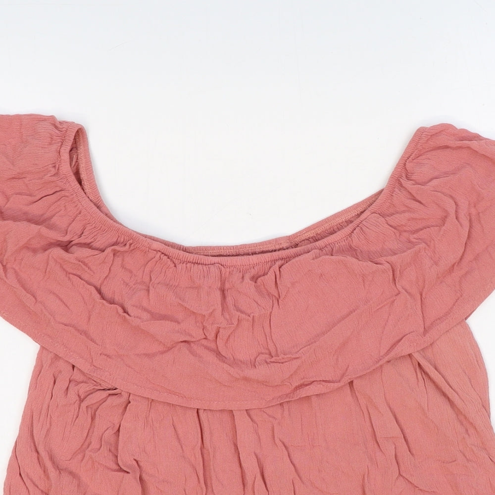 Garage Womens Pink Viscose Basic Blouse Size 10 Off the Shoulder - Bardot