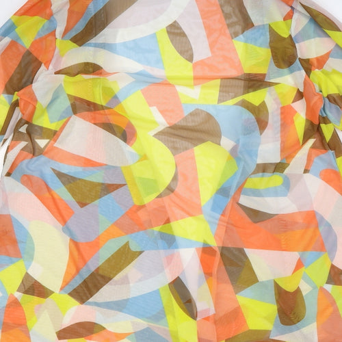 Preworn Womens Multicoloured Geometric Polyester Basic Blouse Size S Collared