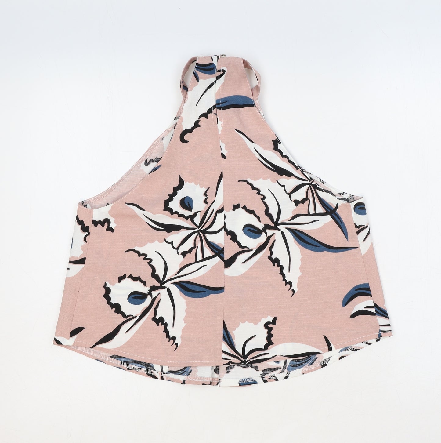 Missguided Womens Pink Floral Polyester Cropped Tank Size 6 Halter