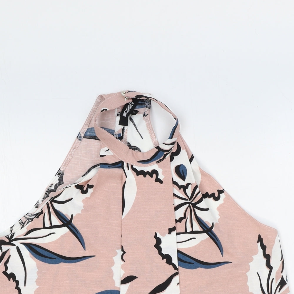 Missguided Womens Pink Floral Polyester Cropped Tank Size 6 Halter