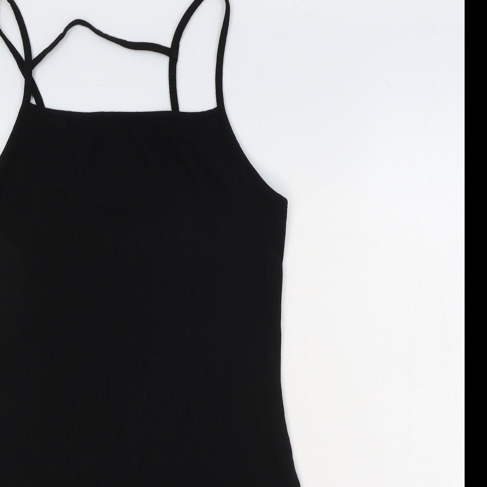 Primark Womens Black Polyester Tank Dress Size S Square Neck Pullover