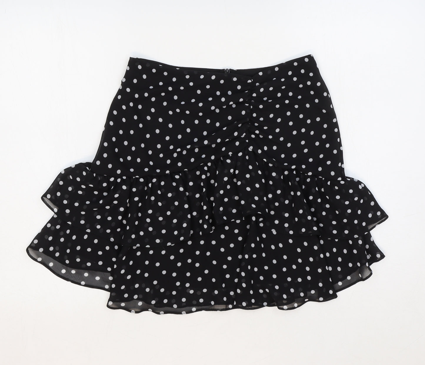 Primark Womens Black Polka Dot Polyester Mini Skirt Size 6 Zip