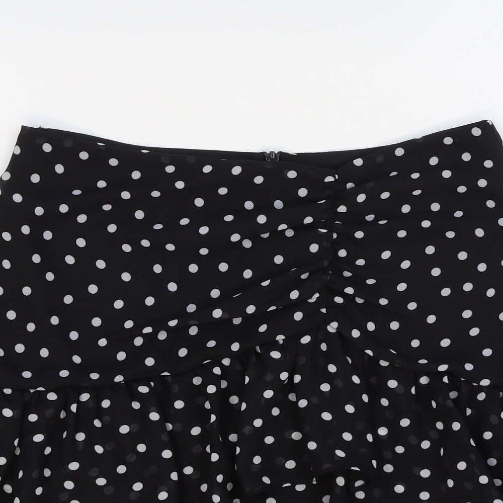 Primark Womens Black Polka Dot Polyester Mini Skirt Size 6 Zip