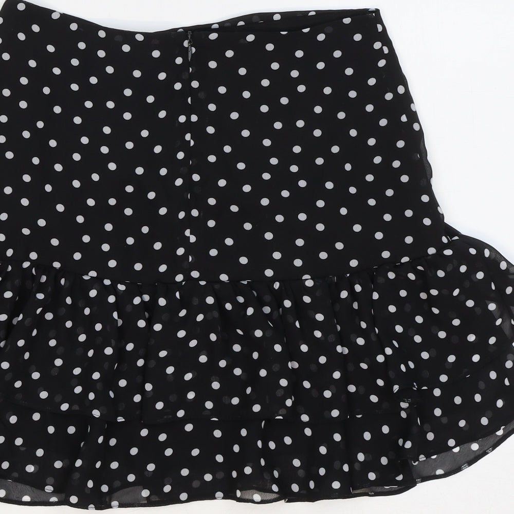 Primark Womens Black Polka Dot Polyester Mini Skirt Size 6 Zip