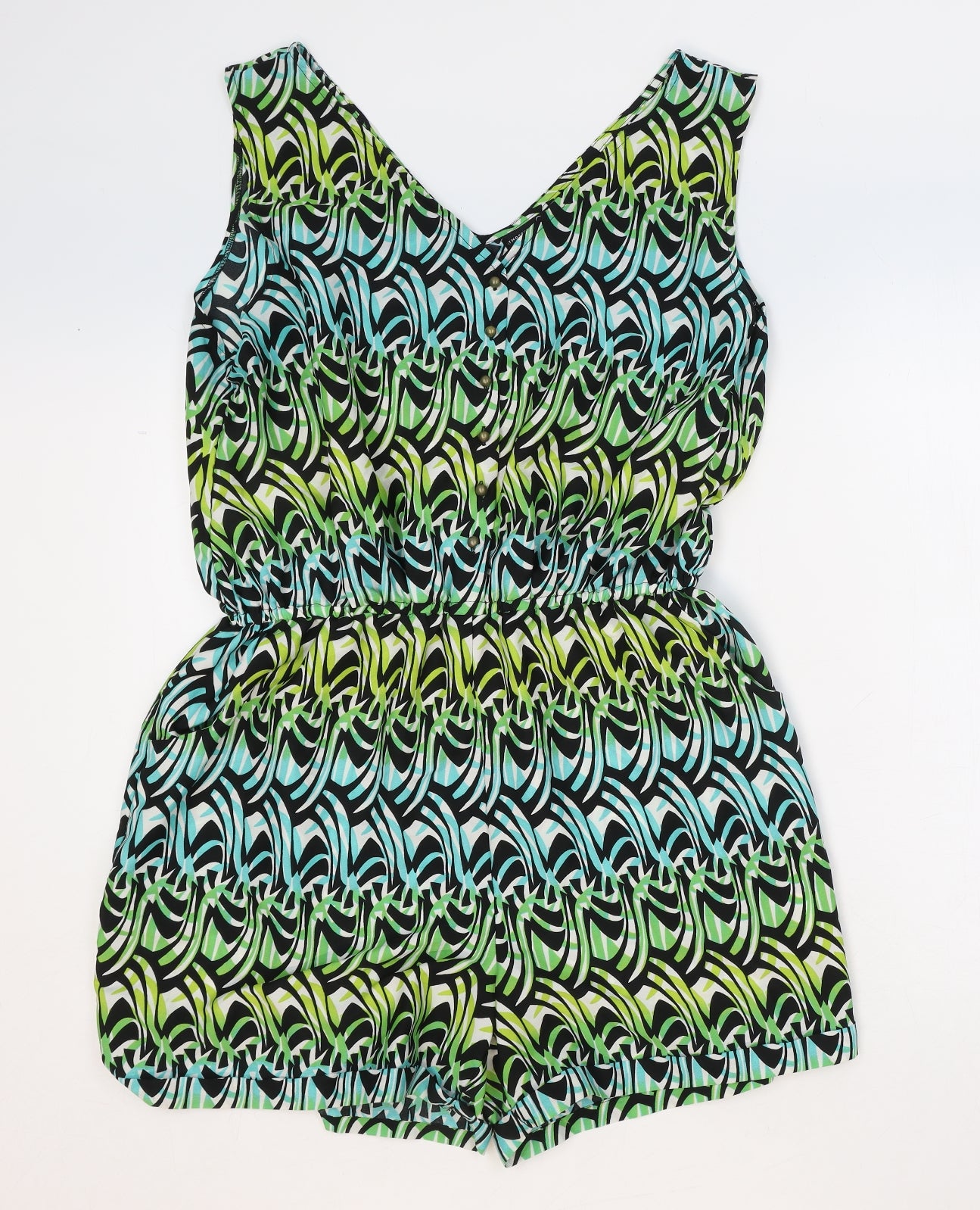 Atmosphere Womens Multicoloured Geometric Polyester Playsuit One-Piece Size 18 Button