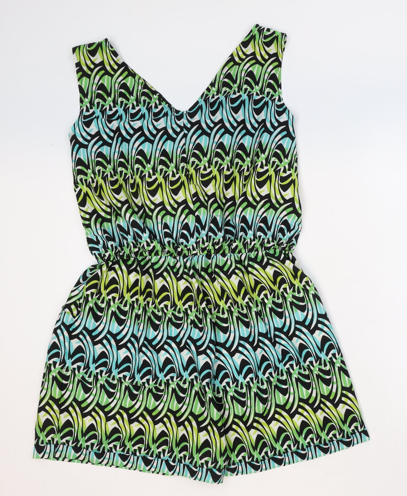 Atmosphere Womens Multicoloured Geometric Polyester Playsuit One-Piece Size 18 Button