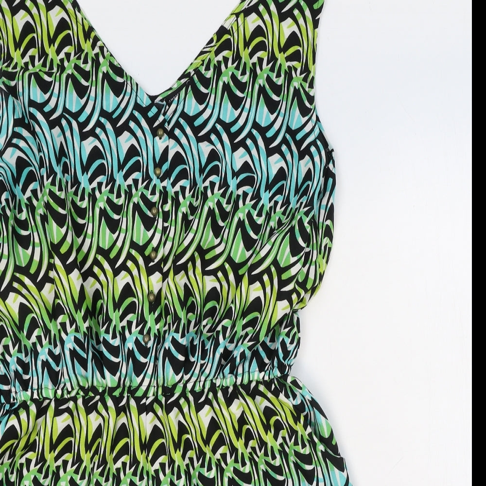 Atmosphere Womens Multicoloured Geometric Polyester Playsuit One-Piece Size 18 Button