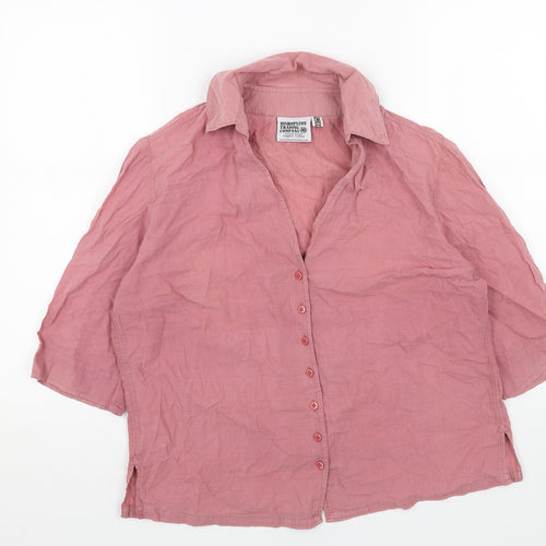 Bishopston Womens Pink Cotton Basic Button-Up Size M Collared