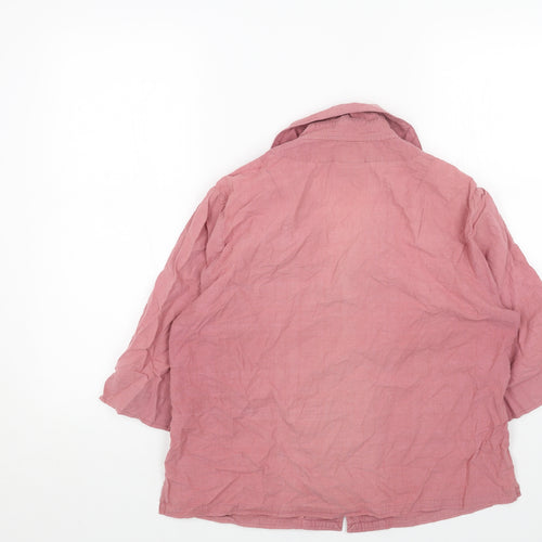 Bishopston Womens Pink Cotton Basic Button-Up Size M Collared