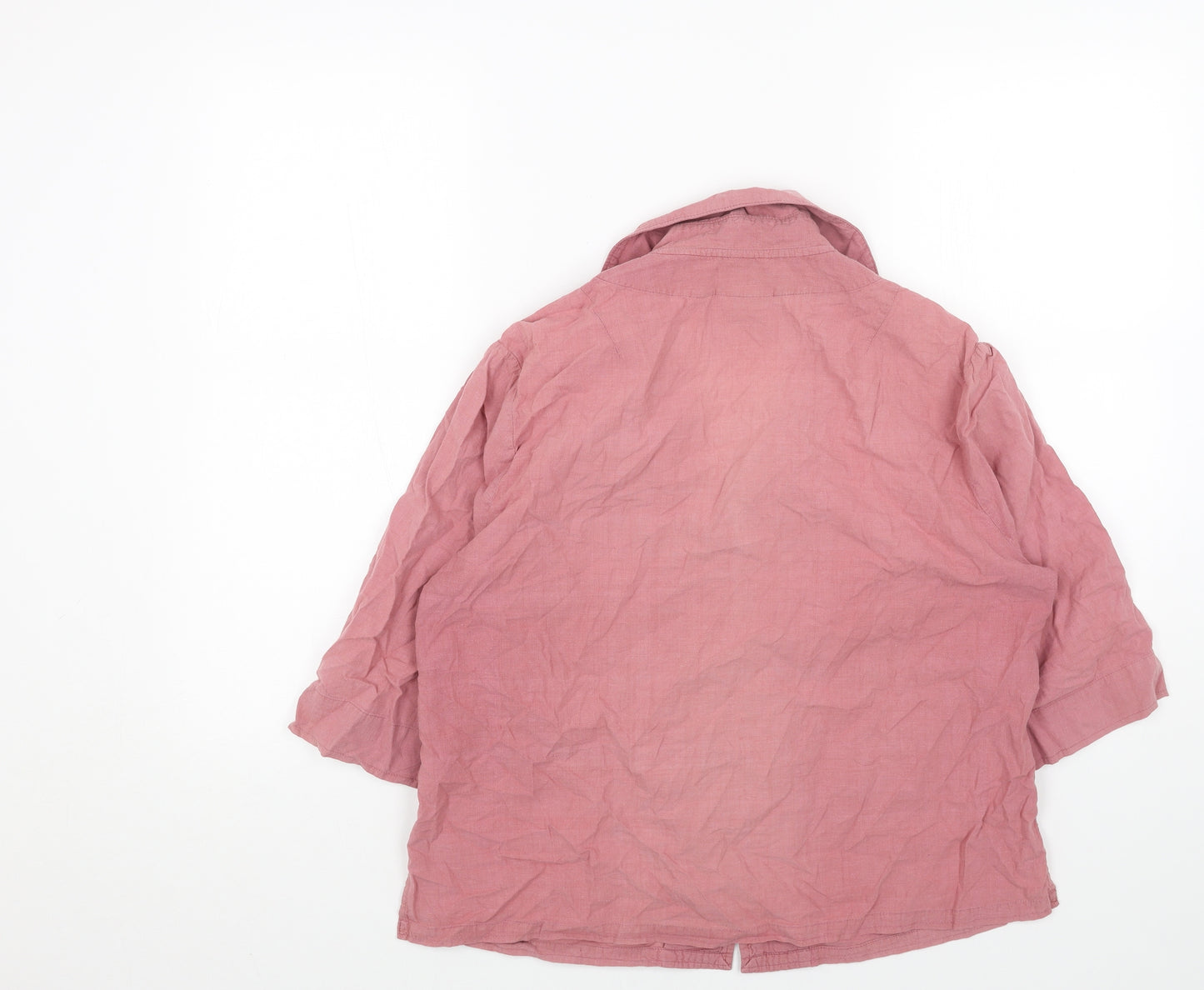 Bishopston Womens Pink Cotton Basic Button-Up Size M Collared