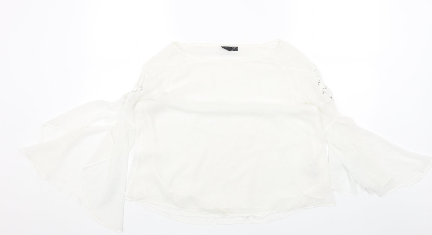 Topshop Womens Black Polyester Basic Blouse Size 6 Round Neck