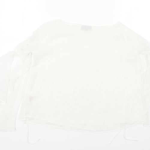 Topshop Womens Black Polyester Basic Blouse Size 6 Round Neck