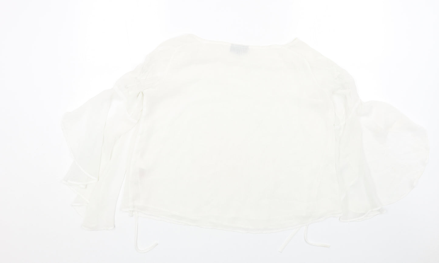 Topshop Womens Black Polyester Basic Blouse Size 6 Round Neck